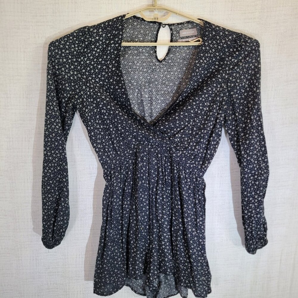 Urban Outfitters Romper Womens M Black White Polka Dot V-Neck Long Sleeve Boho